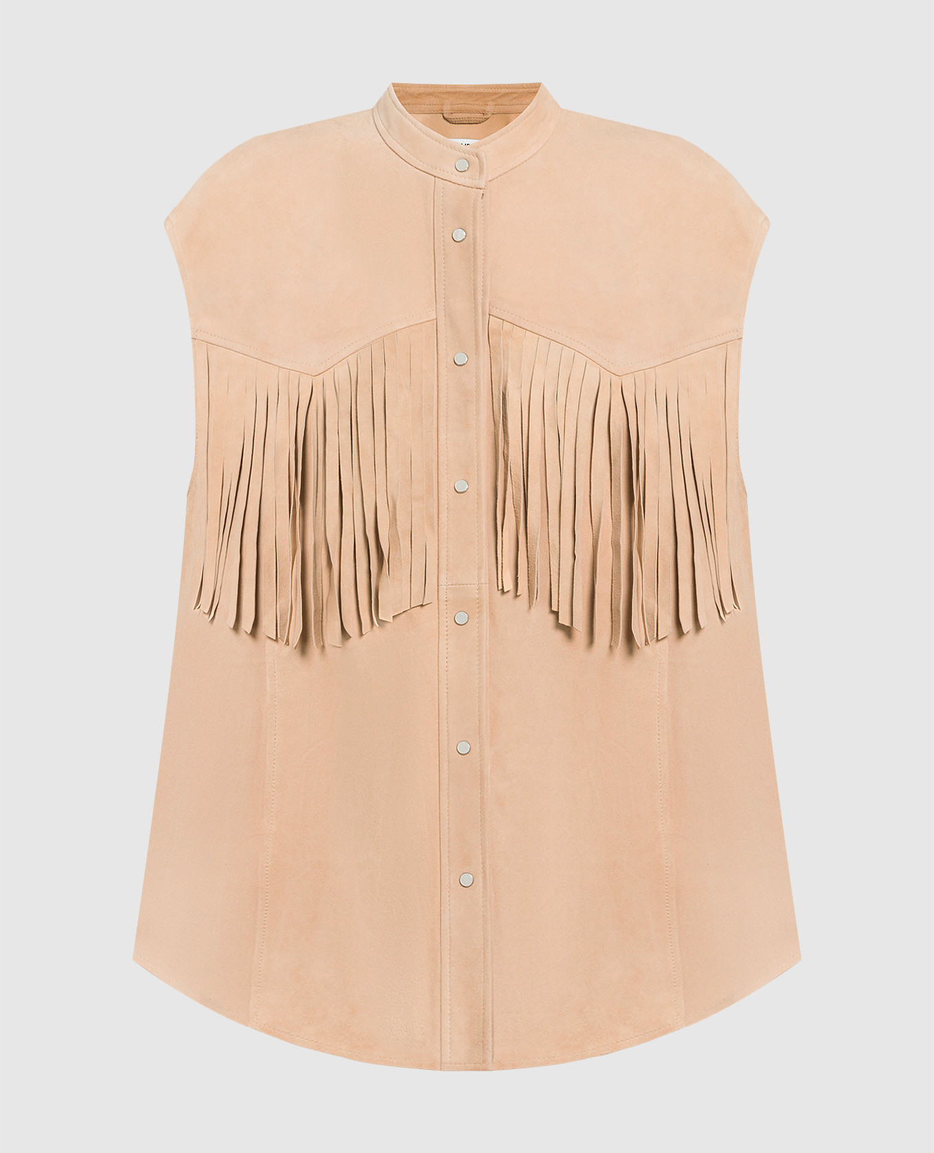 Бежевый замшевый жилет Camicia с бахромой, Верхняя одежда
Бежевый замшевый жилет Camicia с бахромой, Верхняя одежда