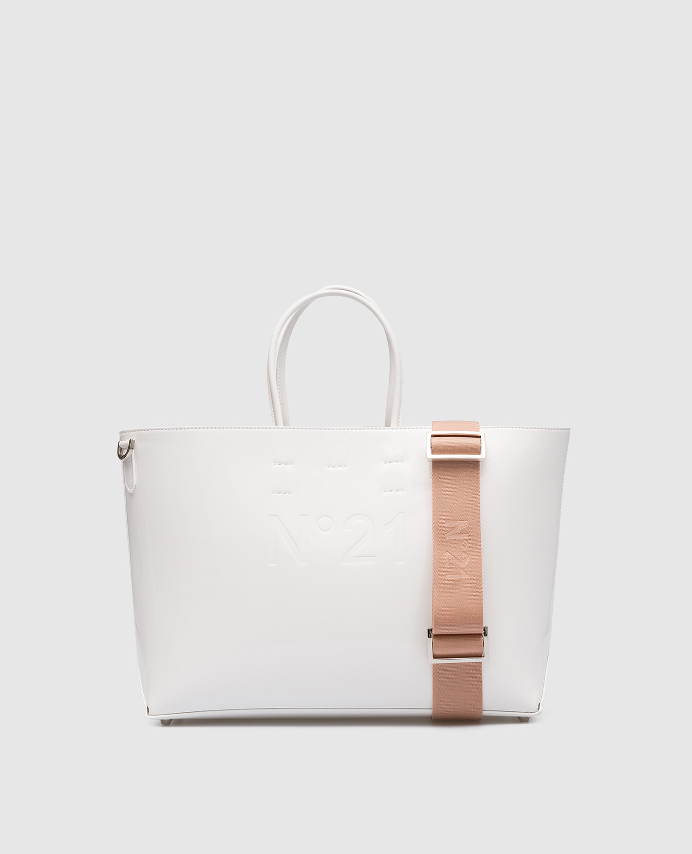 Белая кожаная лакированная сумка-тоут с логотипом, Белый, Сумки через плечо
Белая кожаная лакированная сумка-тоут с логотипом, Белый, Сумки через плечо