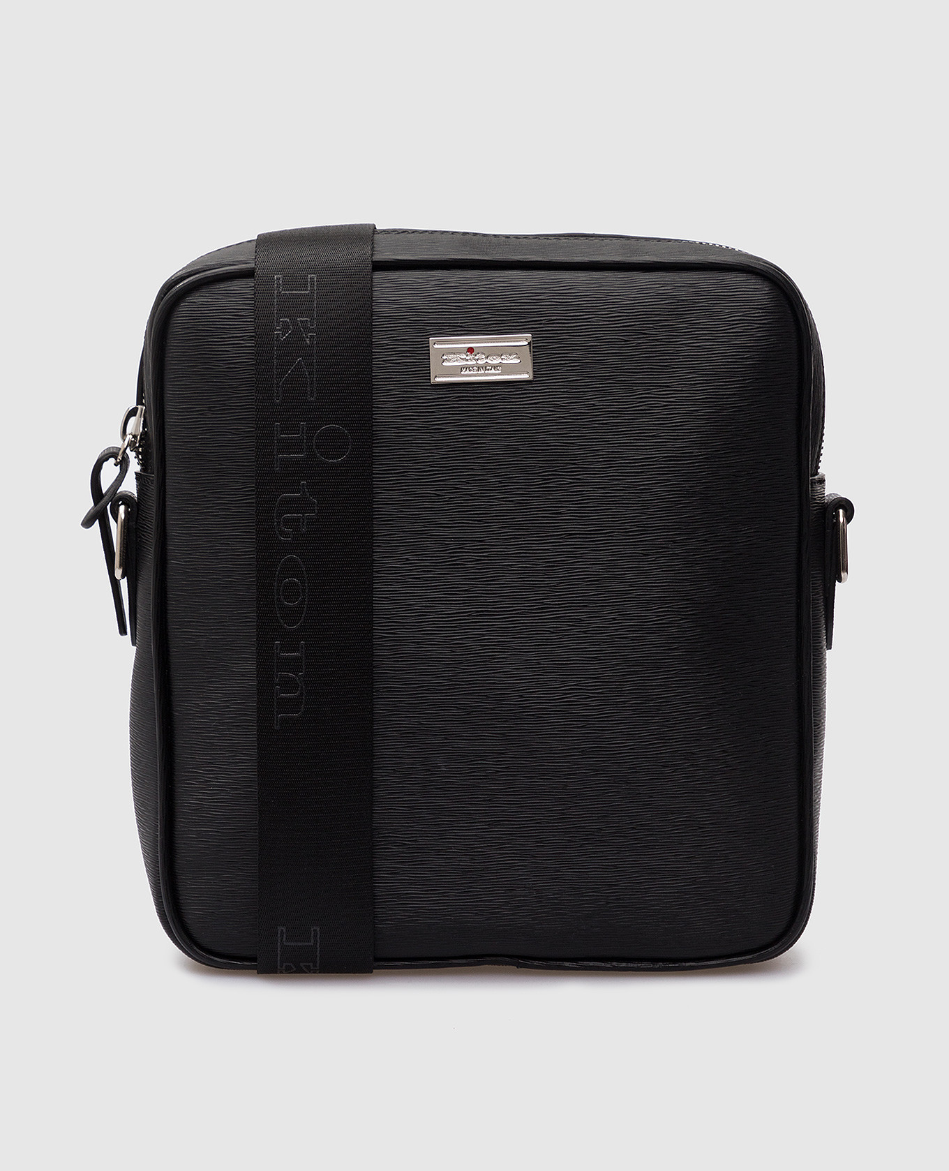 Черная кожаная сумка-кроссбоди с логотипом, Черный, Сумки через плечо 
Черная кожаная сумка-кроссбоди с логотипом, Черный, Сумки через плечо