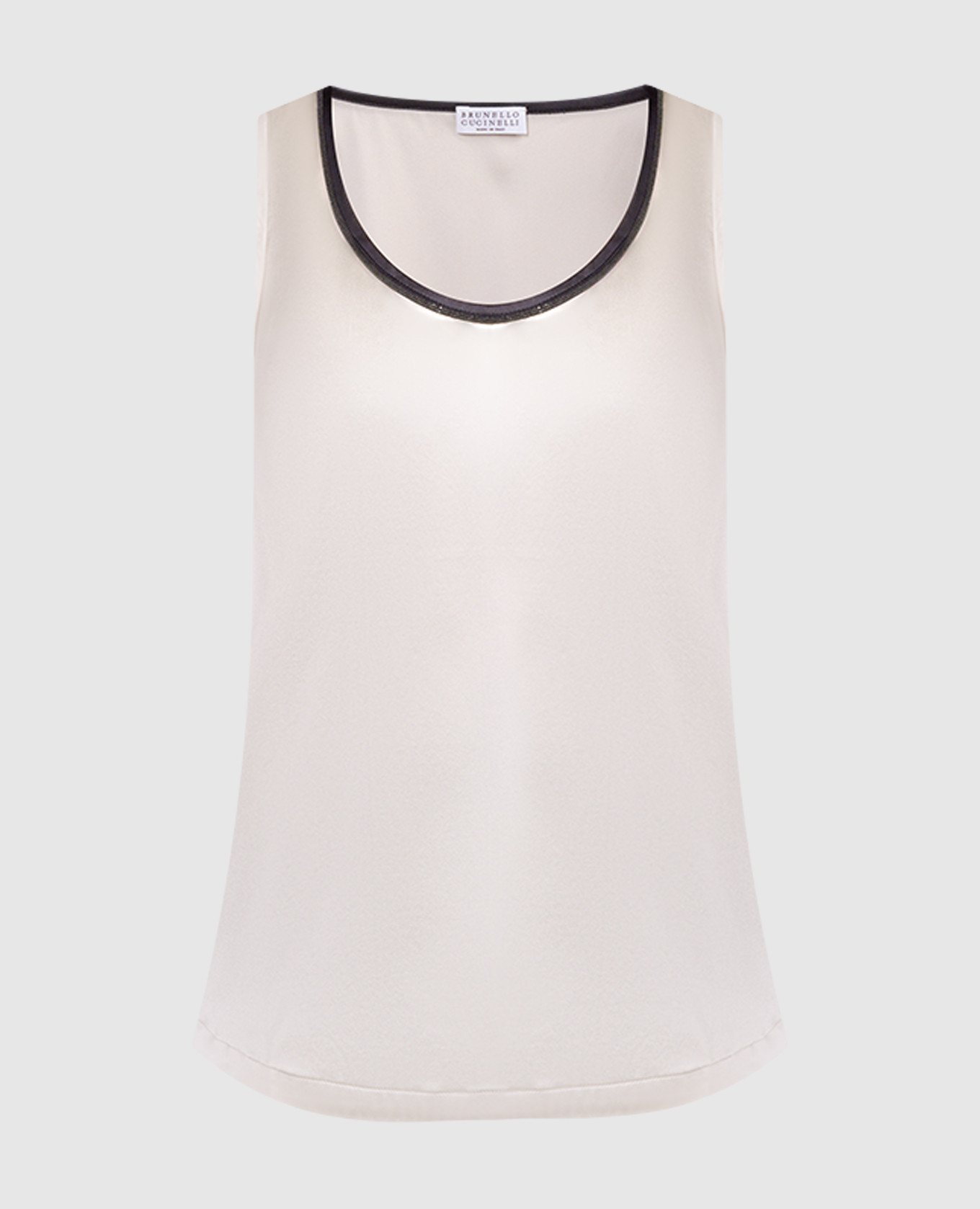 Бежевый топ из шелка с цепочкой мониль, Топы
Бежевый топ из шелка с цепочкой мониль, Топы