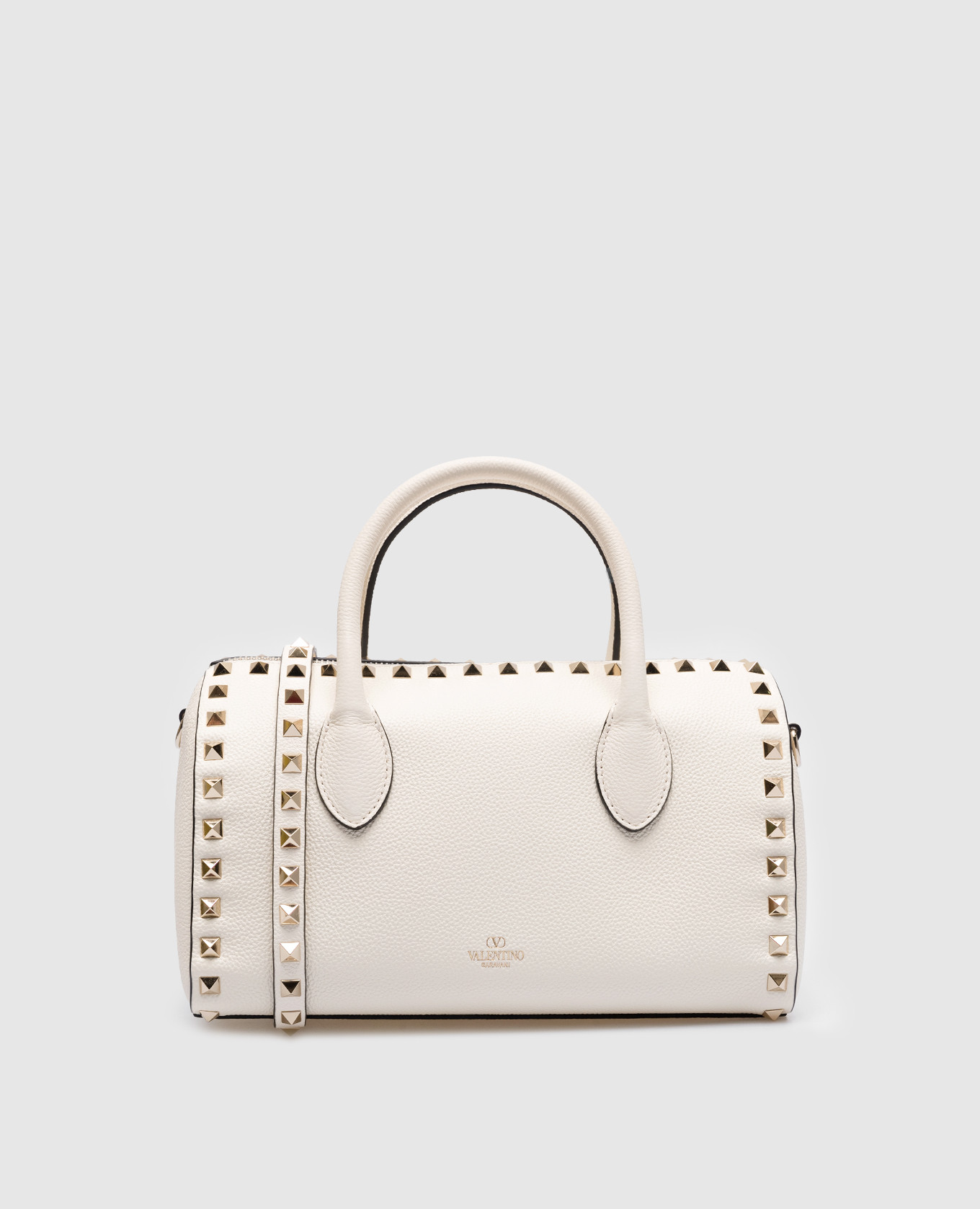 Белая кожаная сумка-боулер Rockstud с логотипом., Белый, Сумки через плечо
Белая кожаная сумка-боулер Rockstud с логотипом., Белый, Сумки через плечо