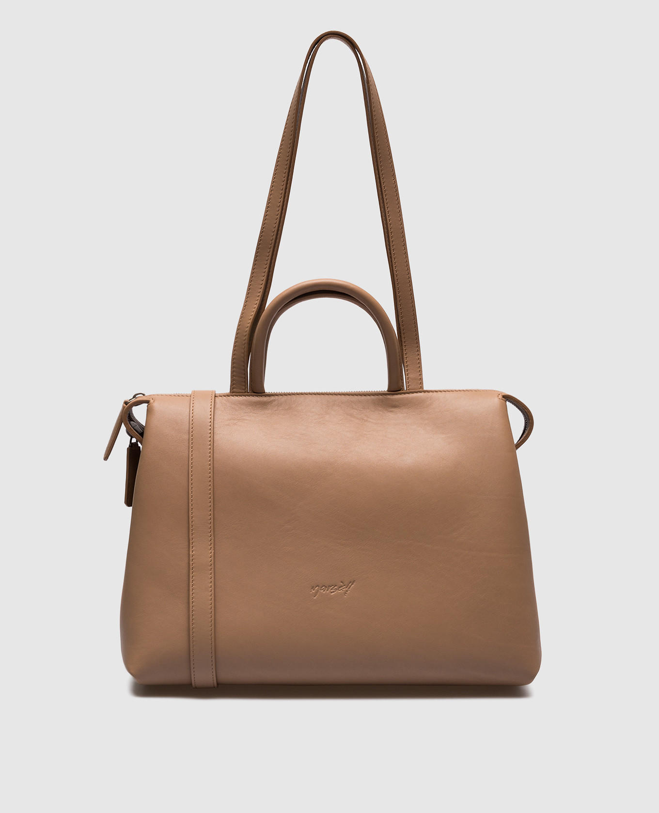 Коричневая кожаная сумка-тоут Orizzontale, Коричневый, Сумки на плечо 
Коричневая кожаная сумка-тоут Orizzontale, Коричневый, Сумки на плечо