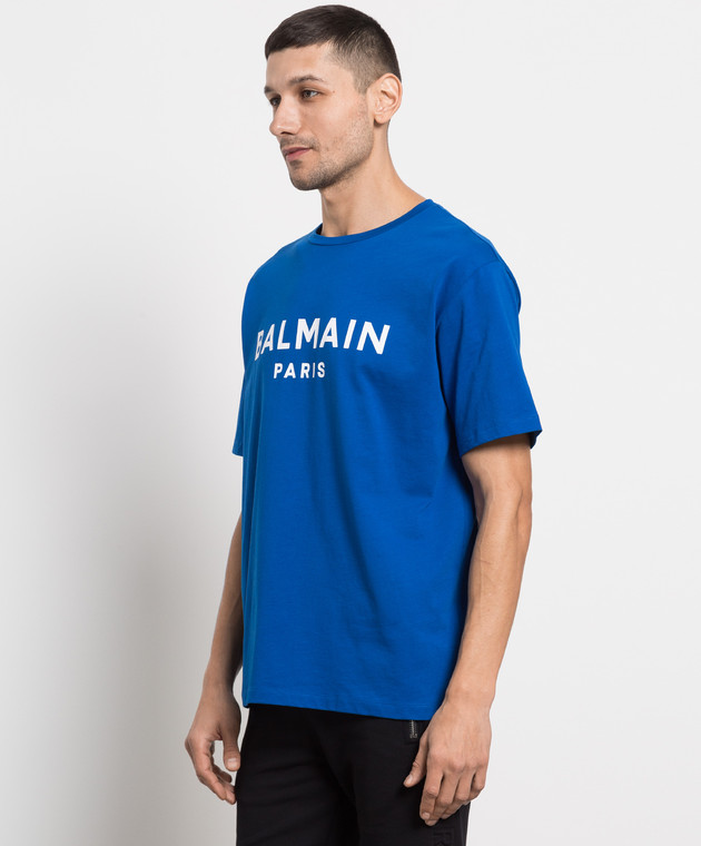 Balmain Blue t-shirt with logo print AH1EG000BB73 изображение 3