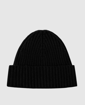 Cashmere&Whiskey Черная шапка из кашемира в рубчик 201C