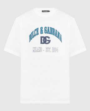 Dolce&Gabbana Біла футболка з принтом логотипу G8PD7TG7G1T