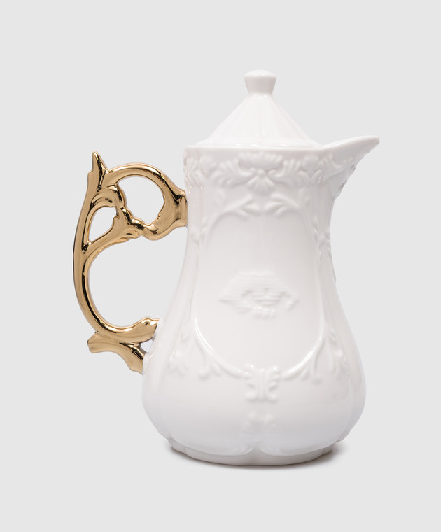SELETTI White porcelain teapot with textured pattern 09866