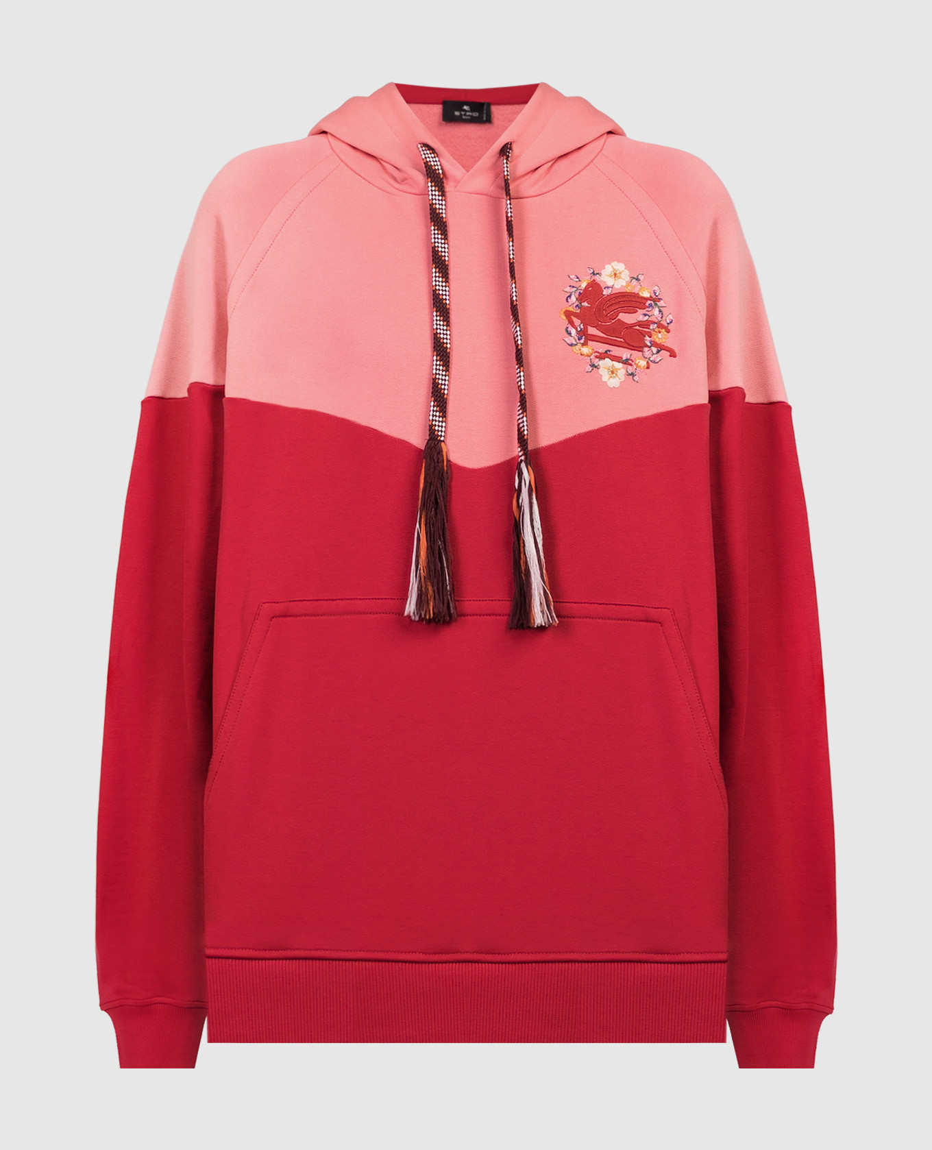 Red hoodie with embroidered Pegaso logo