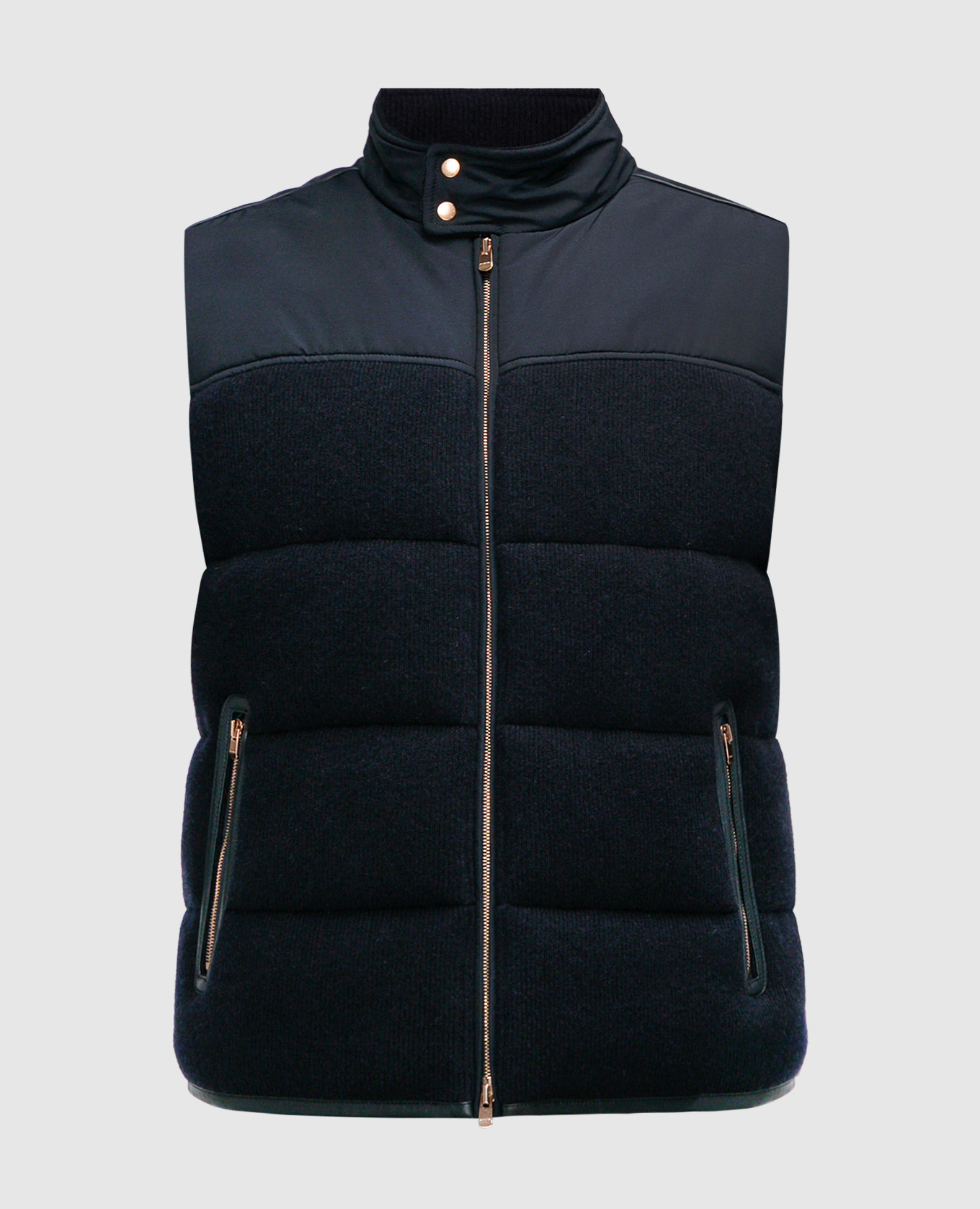 Blue combined vest with cashmere