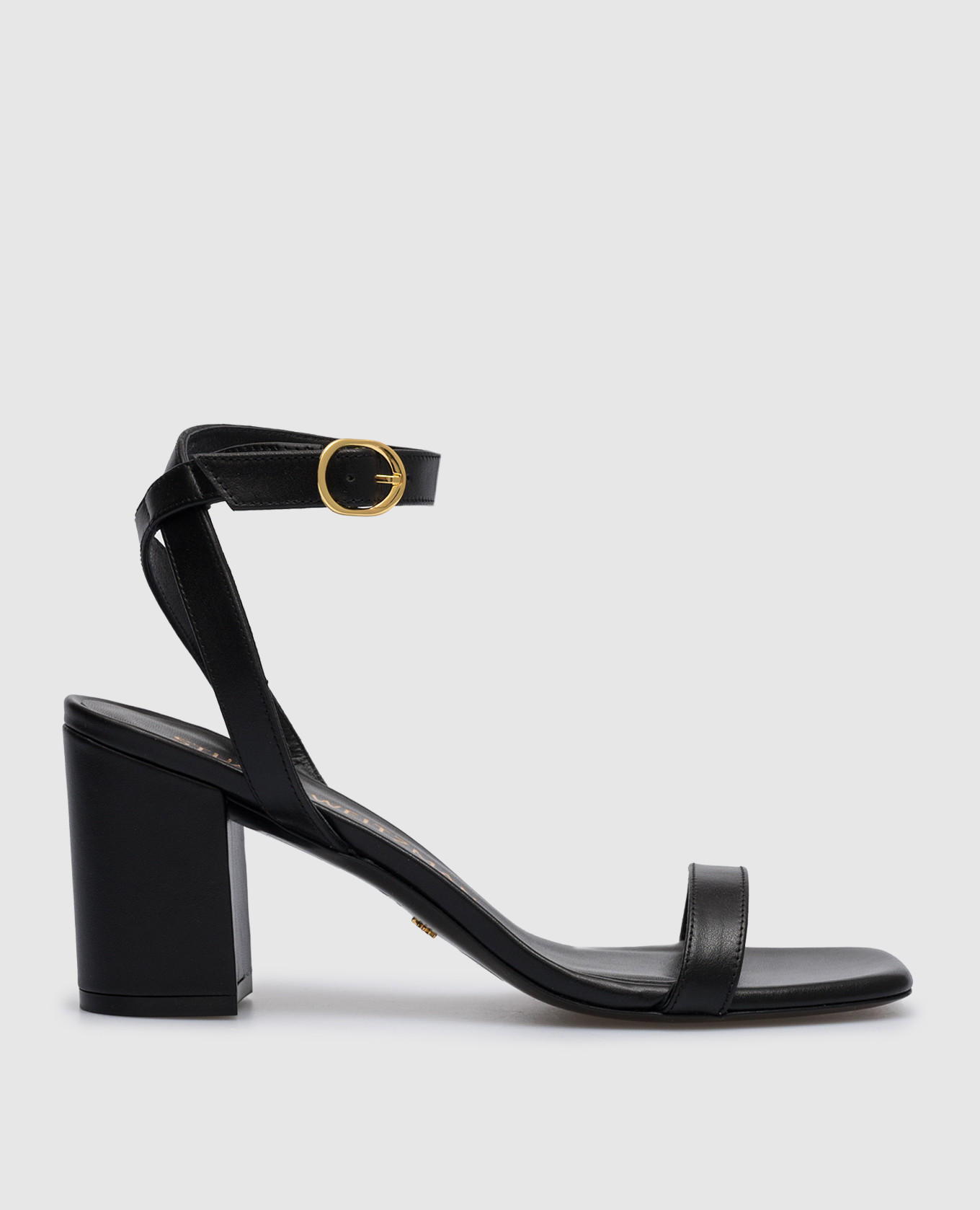 Nearlybare black leather sandals