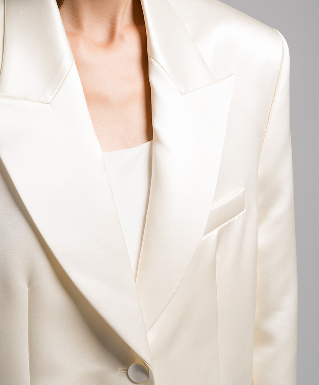 Magda Butrym Білий атласний жакет із шовку і вовни BLAZER04155723 зображення 5