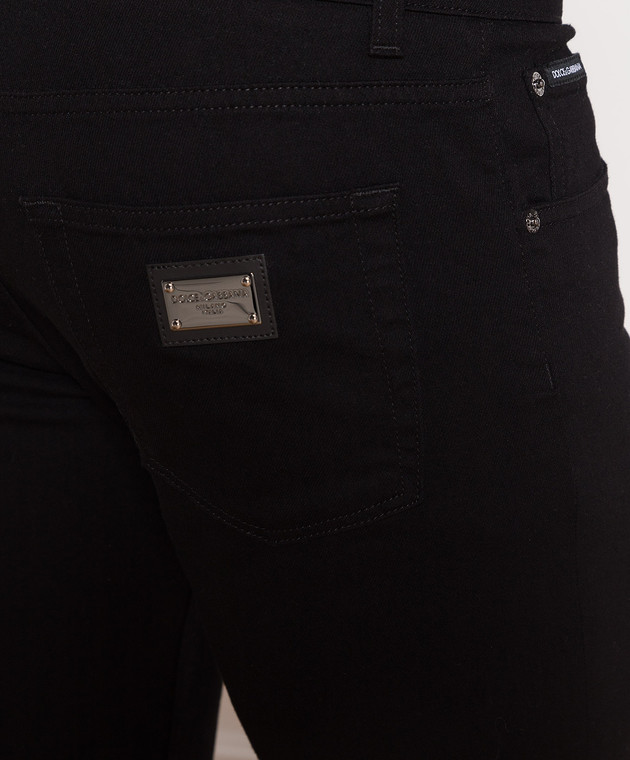 Dolce&Gabbana Black jeans with metallic logo patch GY07CDG8GW6 изображение 5