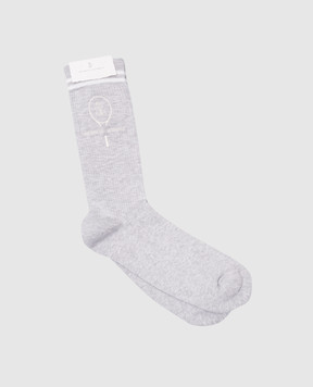 Brunello Cucinelli Сірі шкарпетки з вишивкою логотипа MCS93585T