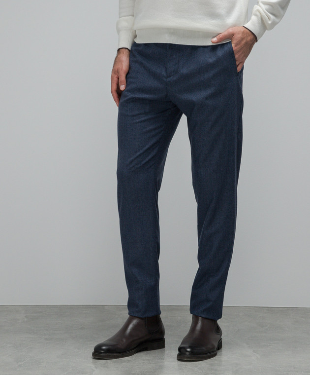 Marco Pescarolo Chiaiam blue patterned wool and cashmere tapered trousers CHIAIAM48PR2 image 3