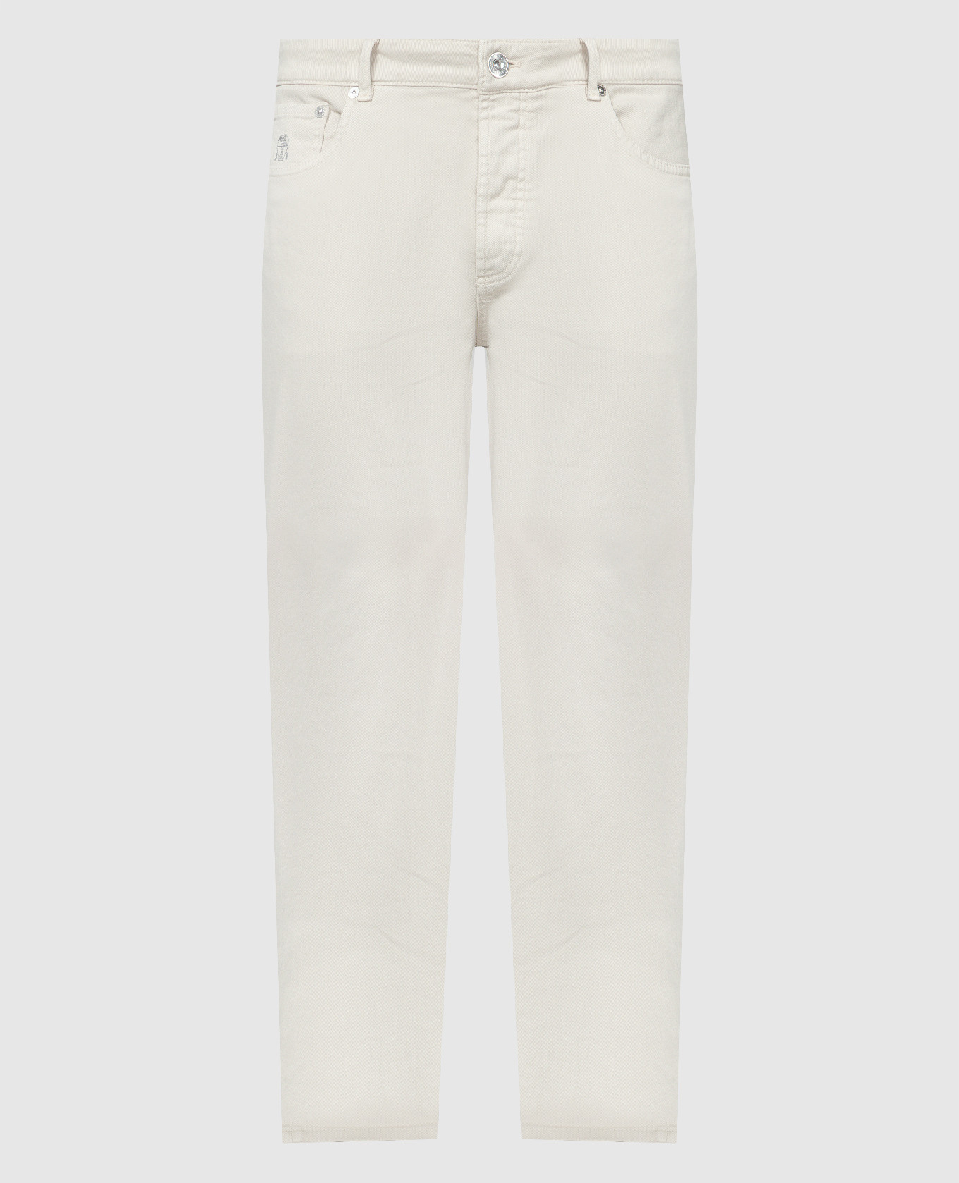 Beige jeans with logo patch
