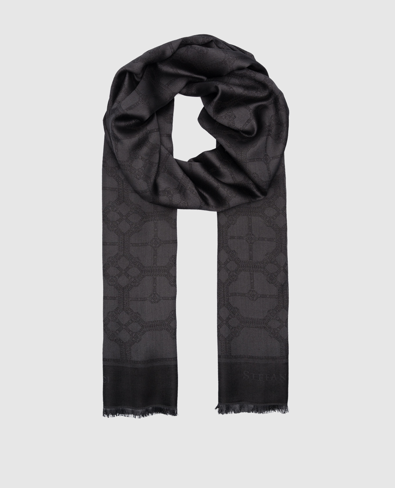 Черный шарф с шелком и кашемиром