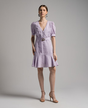 Twinset Фіолетова сукня з льоном з воланом 241TP2521