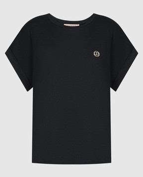 Twinset Чорна футболка з логотипом 241TP2215