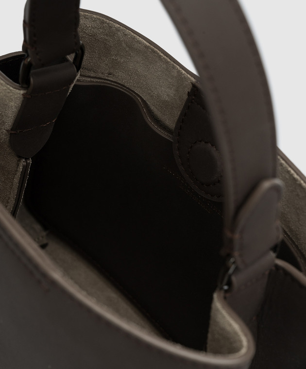 Brunello Cucinelli Коричневая кожаная сумка-мини с цепочкой мониль MBBID2499 изображение 4