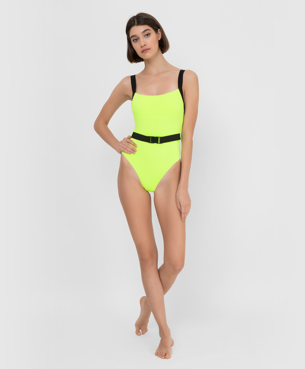 Noire Swimwear Неоново-жовтий купальник з контрастними вставками NSW102 зображення 2