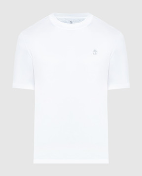 Brunello Cucinelli Біла футболка з вишивкою емблеми логотипа M0B137444G