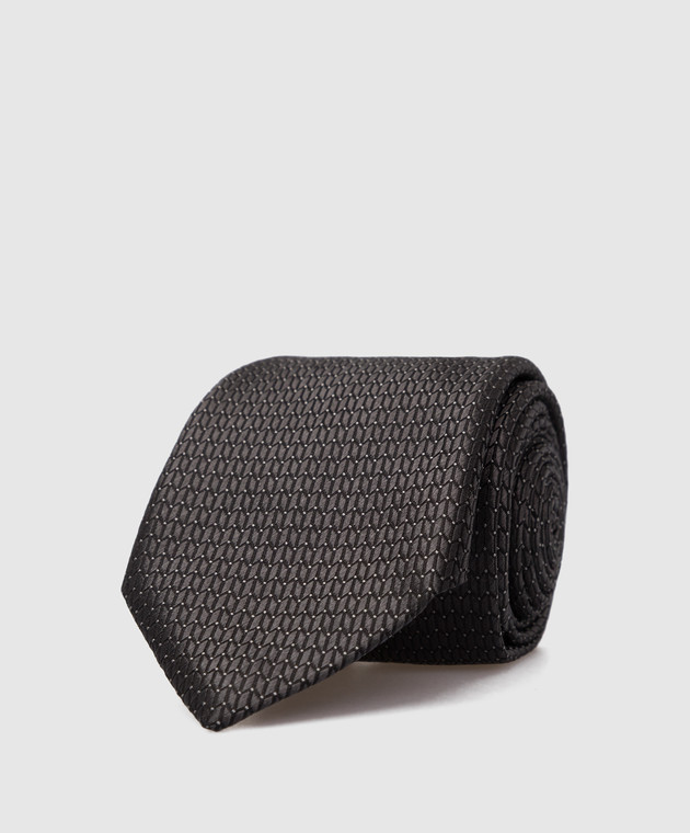 Canali Темно-сіра шовкова краватка у візерунок HJ0343389