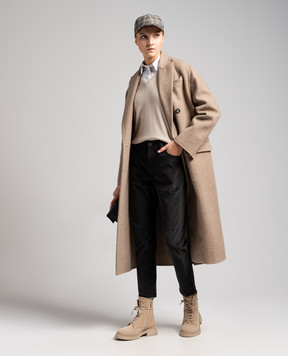 Brunello Cucinelli Зеленые вельветовые брюки с цепочкой мониль MB111P8499