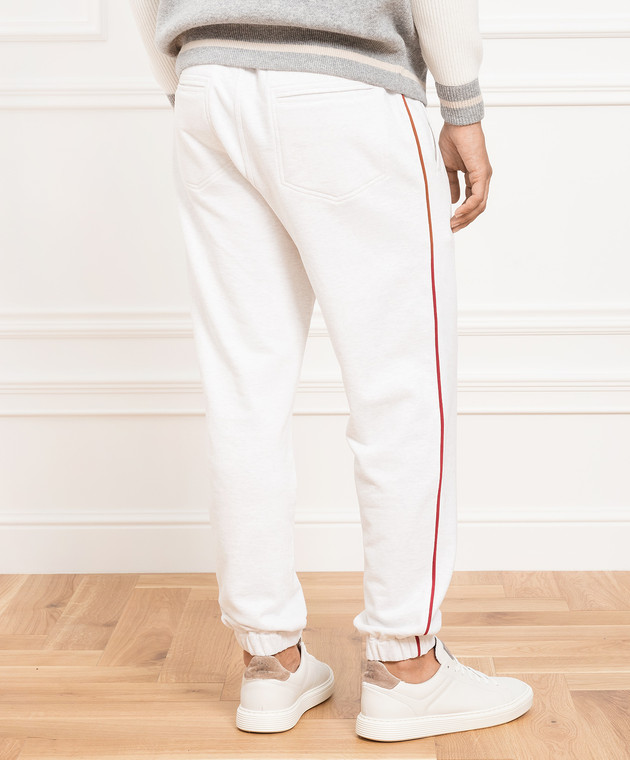 Brunello Cucinelli Светло-серые джоггеры с лампасами MTU143374G изображение 4