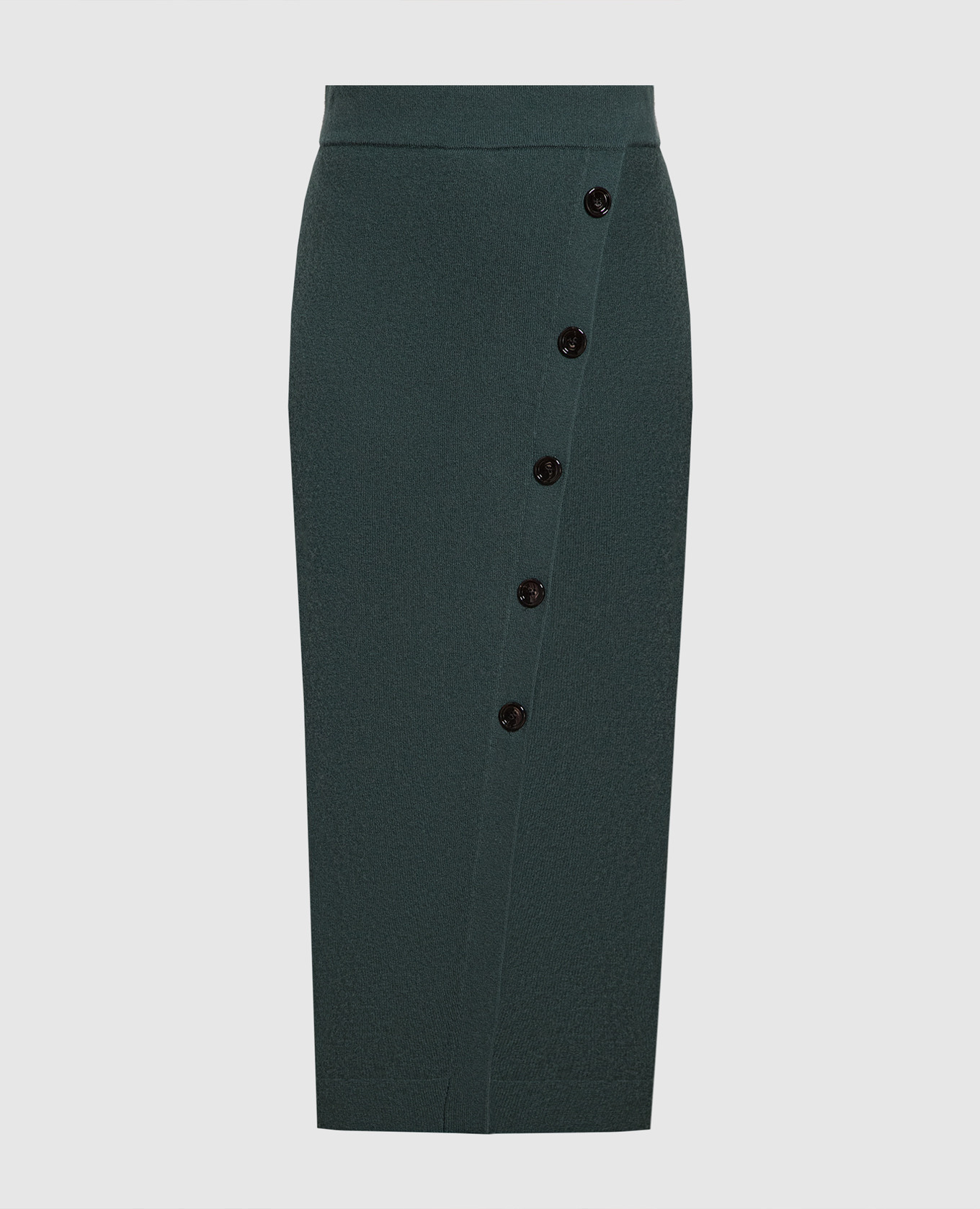 Green wool and cashmere skirt with slit