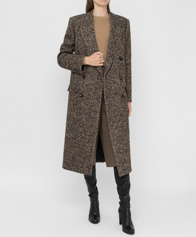 Celine Темно-коричневое пальто из шерсти 2M225044K изображение 2