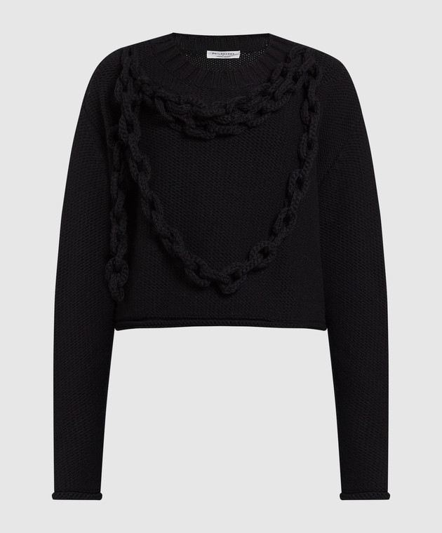 Philosophy di Lorenzo Serafini Чорний светр із вовни з декором у вигляді в'язаного ланцюга A09095703