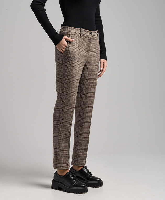 Michael Kors Brown pants made of wool in a Windsor check DPA7090065224 image 3