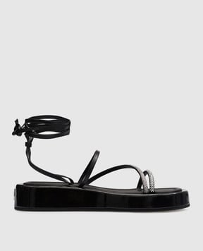 Giuseppe Zanotti Черные кожаные сандалии Melburne с кристаллами E300042