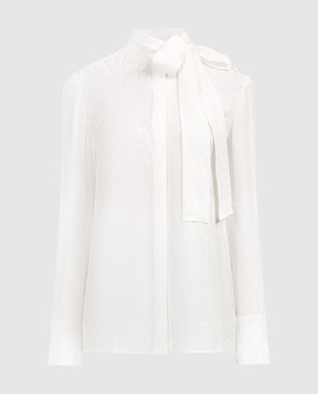 Valentino Біла блуза із шовку у візерунок Iconographe 4B3AB5T77TK