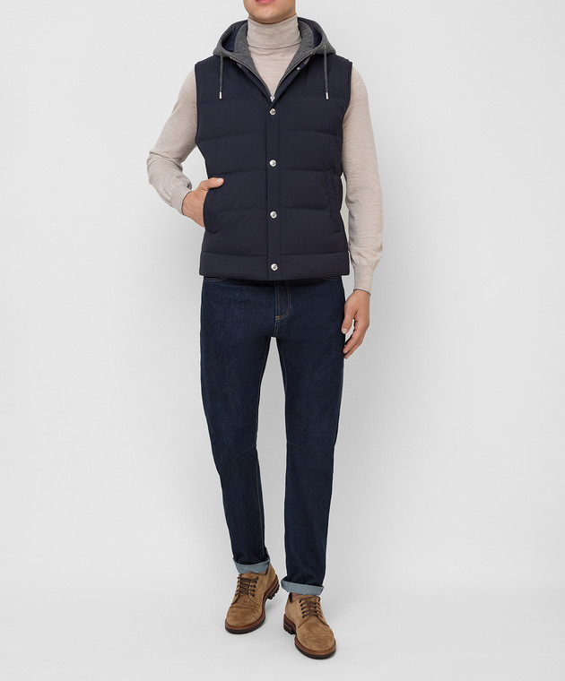 Brunello Cucinelli Темно-синий пуховой жилет MM4593870G изображение 2