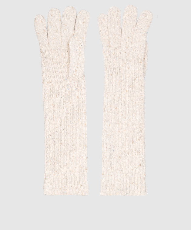 Twinset Бежеві рукавички з паєтками і люрексом 232TO548B зображення 3