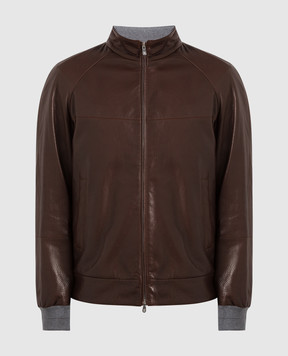 Brunello Cucinelli Кожаная коричневая куртка MPMUP1693