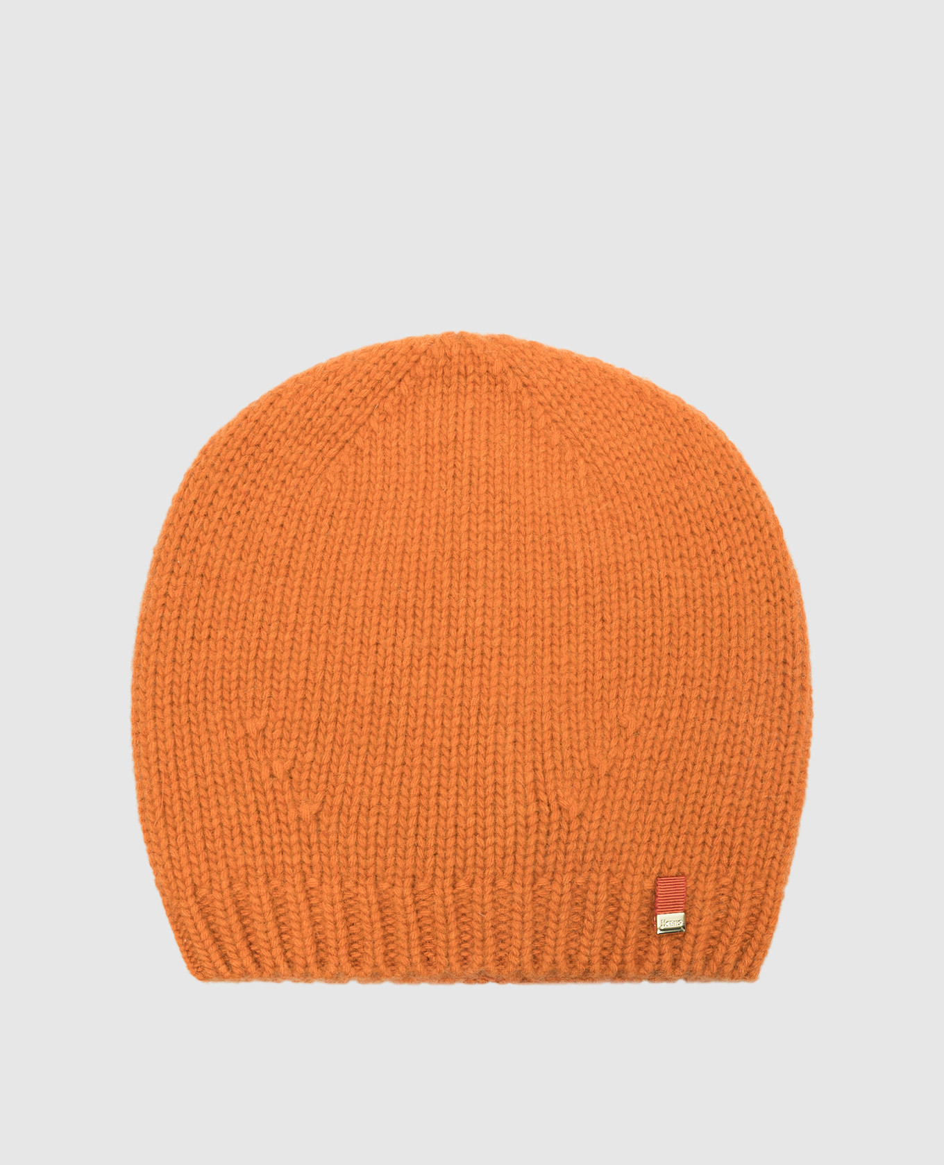 Orange logo wool and cashmere beanie