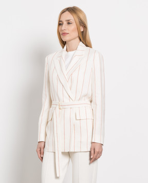 Loro Piana Белый жакет из льна в полоску FAM0980