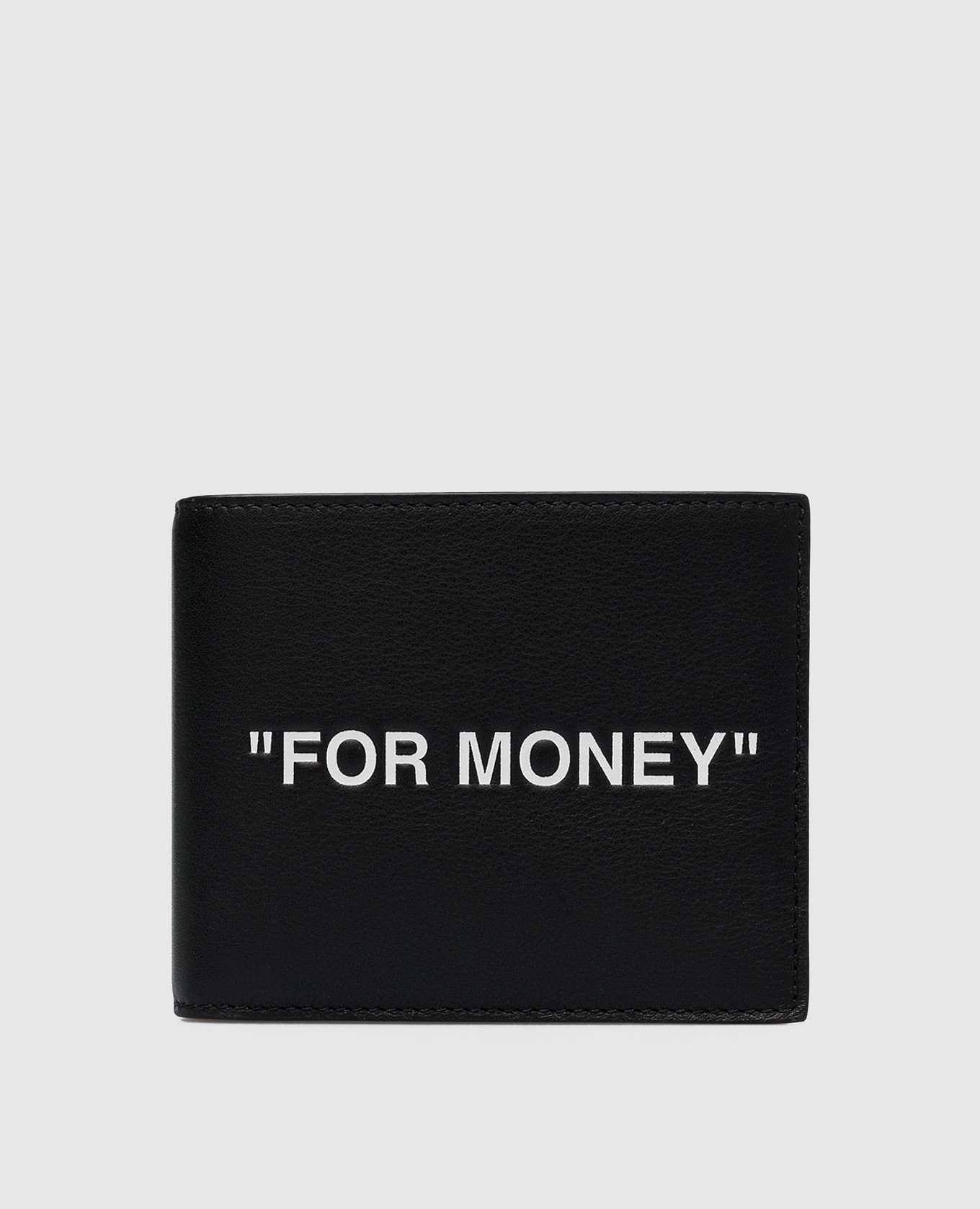 Off-White - Black leather purse with contrasting For Money print