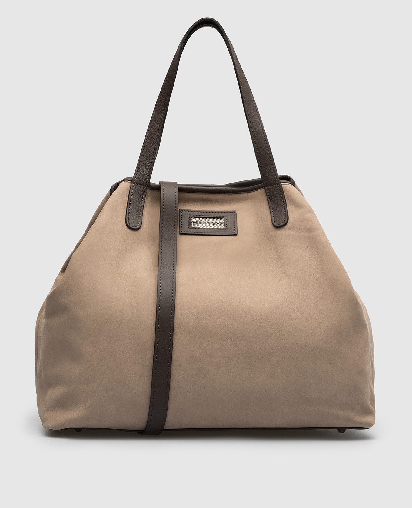 

Коричневая кожаная сумка-тоут с цепочкой мониль, Коричневый, Сумки на плечо