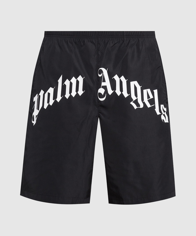 Palm Angels Чорні плавальні шорти з логотип принт. PMFA005C99FAB001
