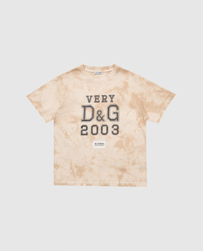 Dolce&Gabbana Дитяча бежева футболка з логотипом L4JTEYG7I8T46