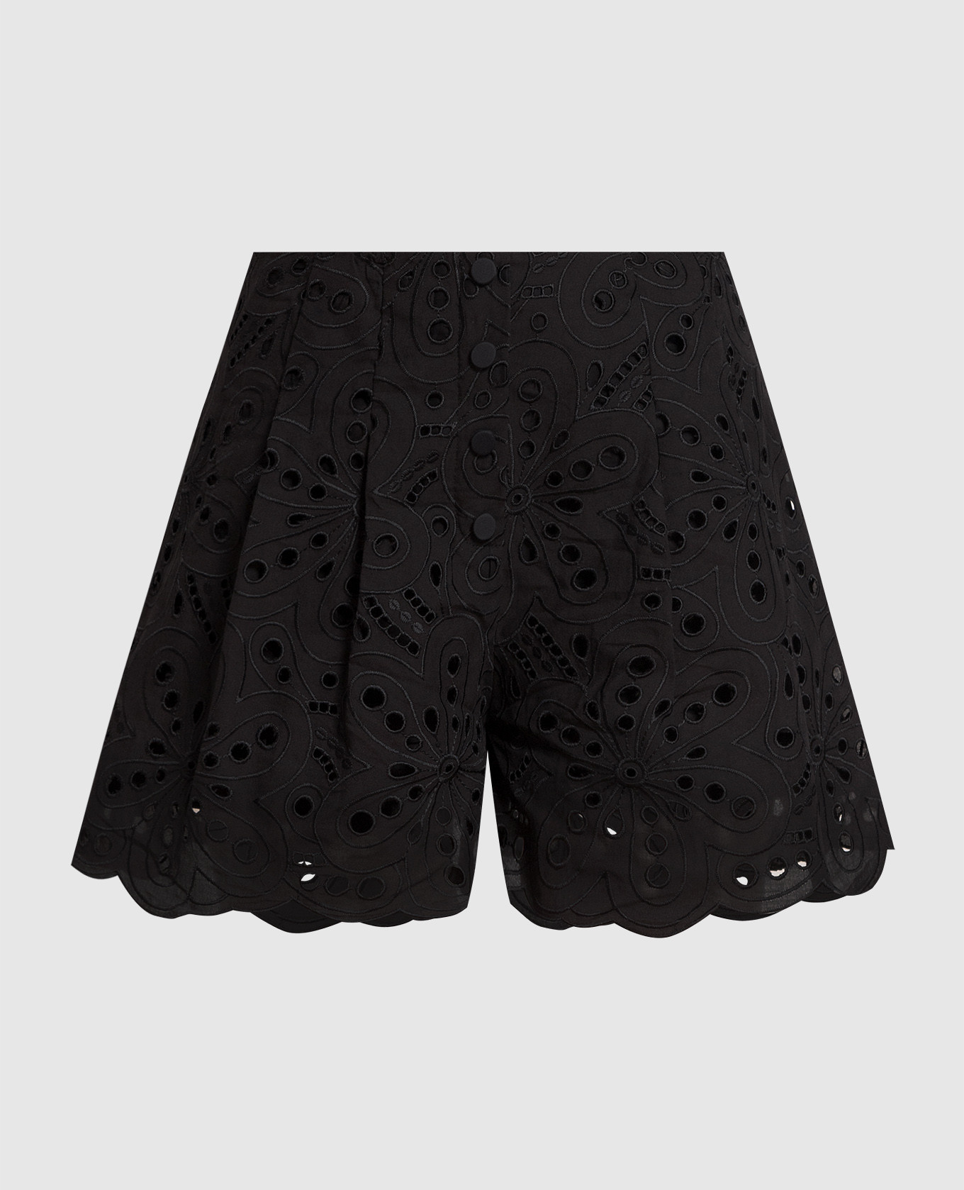 Black Gabrielle shorts with broderie embroidery
