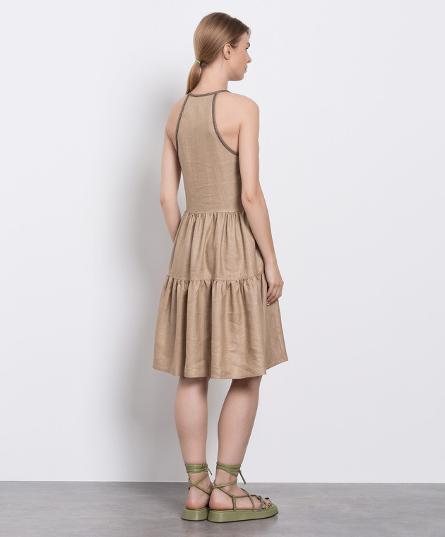 Brunello Cucinelli Бежева сукня з ланцюжками з еколатуні MH135A4884 зображення 4