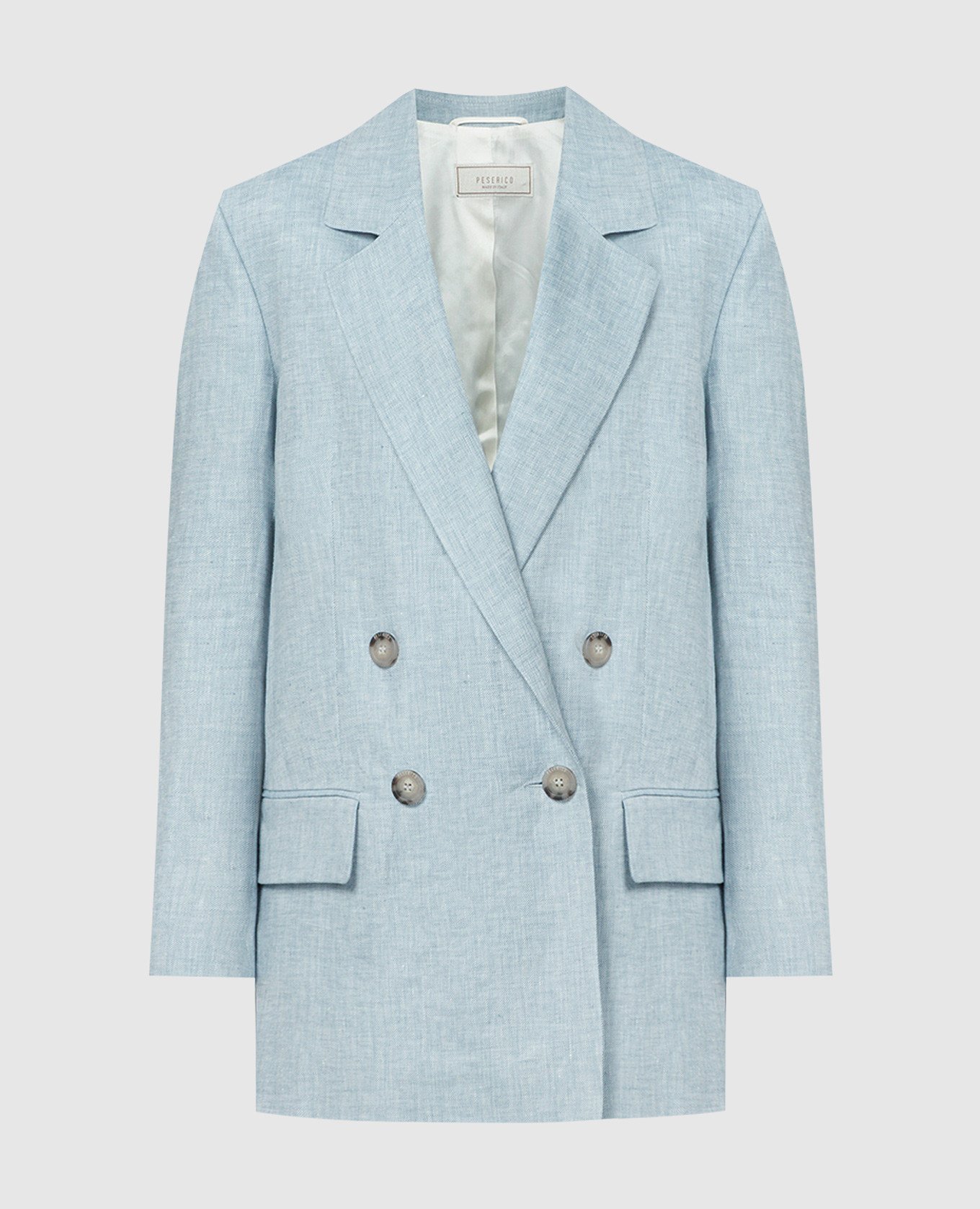Blue double-breasted linen jacket
