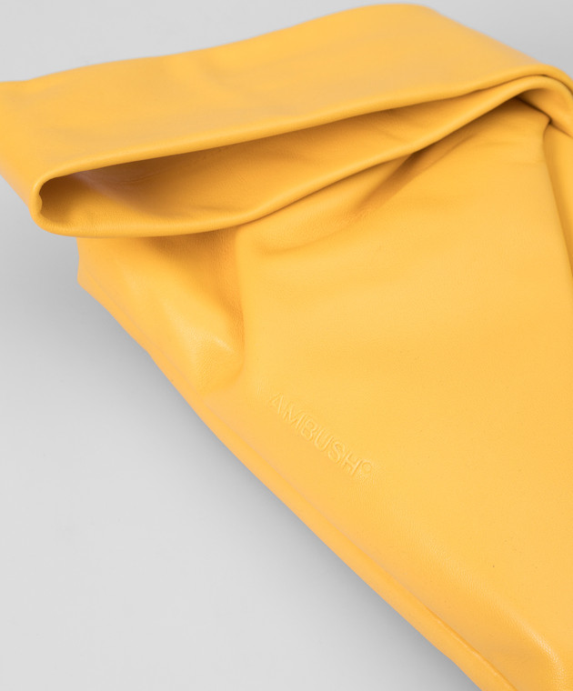 AMBUSH Жовтий шкіряний клатч із тисненням логотипу BWNM006S22LEA001 зображення 5