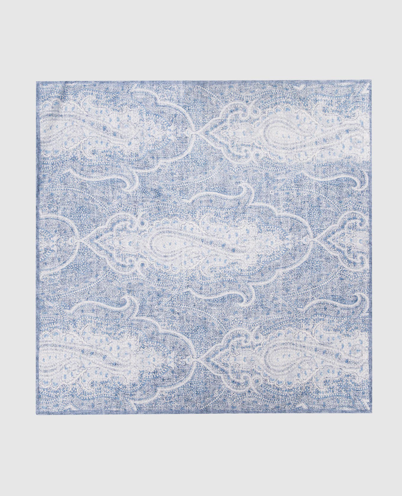 Blue double-sided pache silk scarf with a paisley pattern