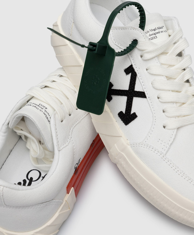 Off-White Белые сникеры Low Vulcanized с фактурным логотипом OWIA272C99FAB002 изображение 5