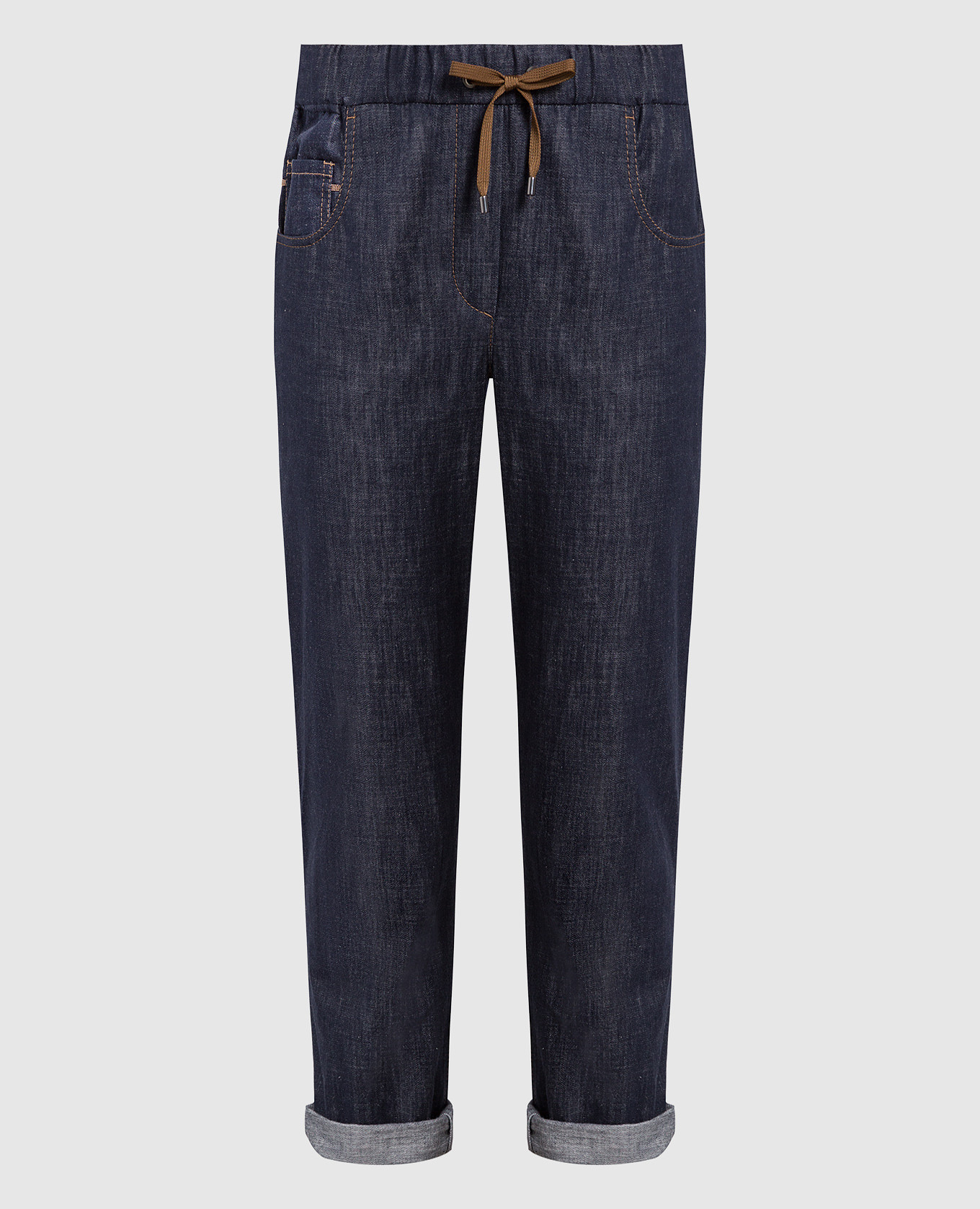 

Темно-синие джинсы с эколатунью, Синий, Зауженные джинсы