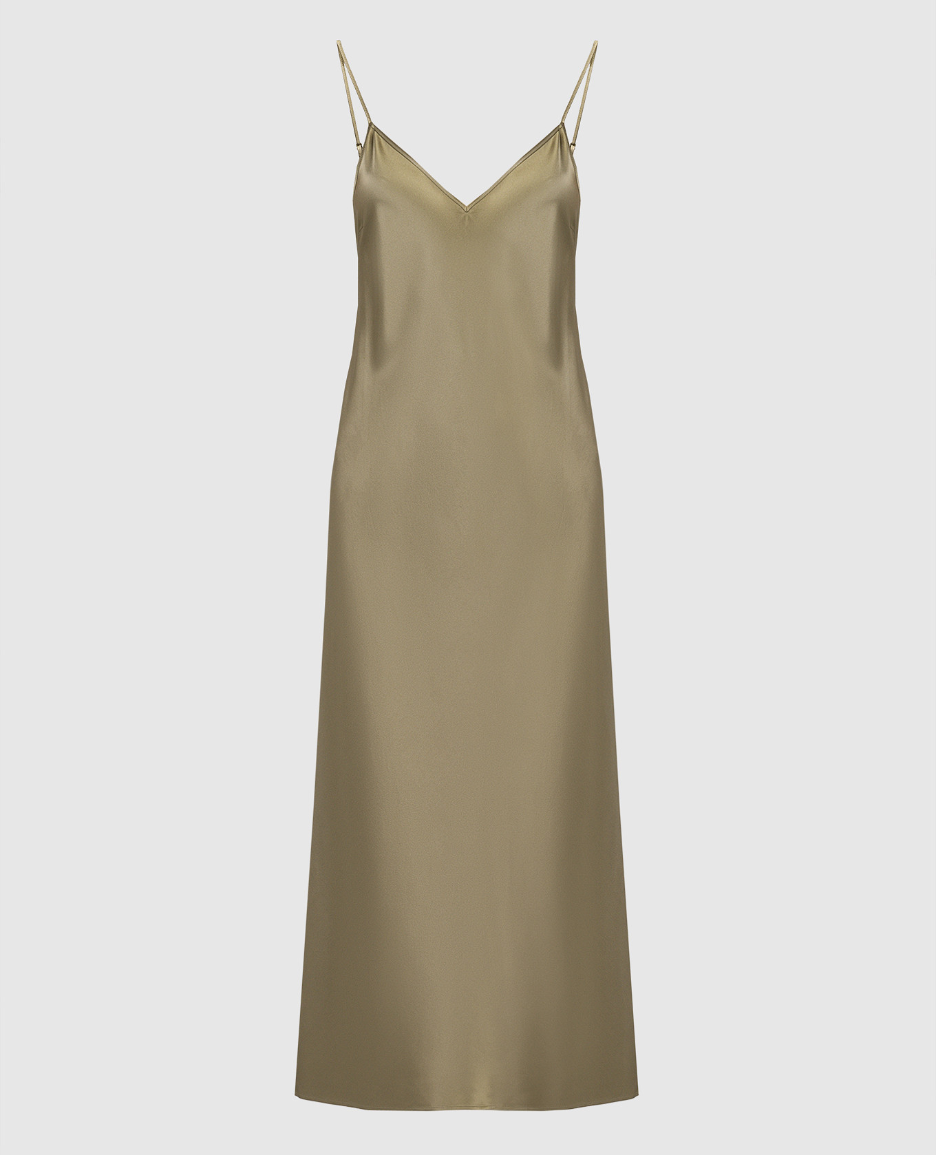 Платье-комбинация Clea цвета хаки из шелка